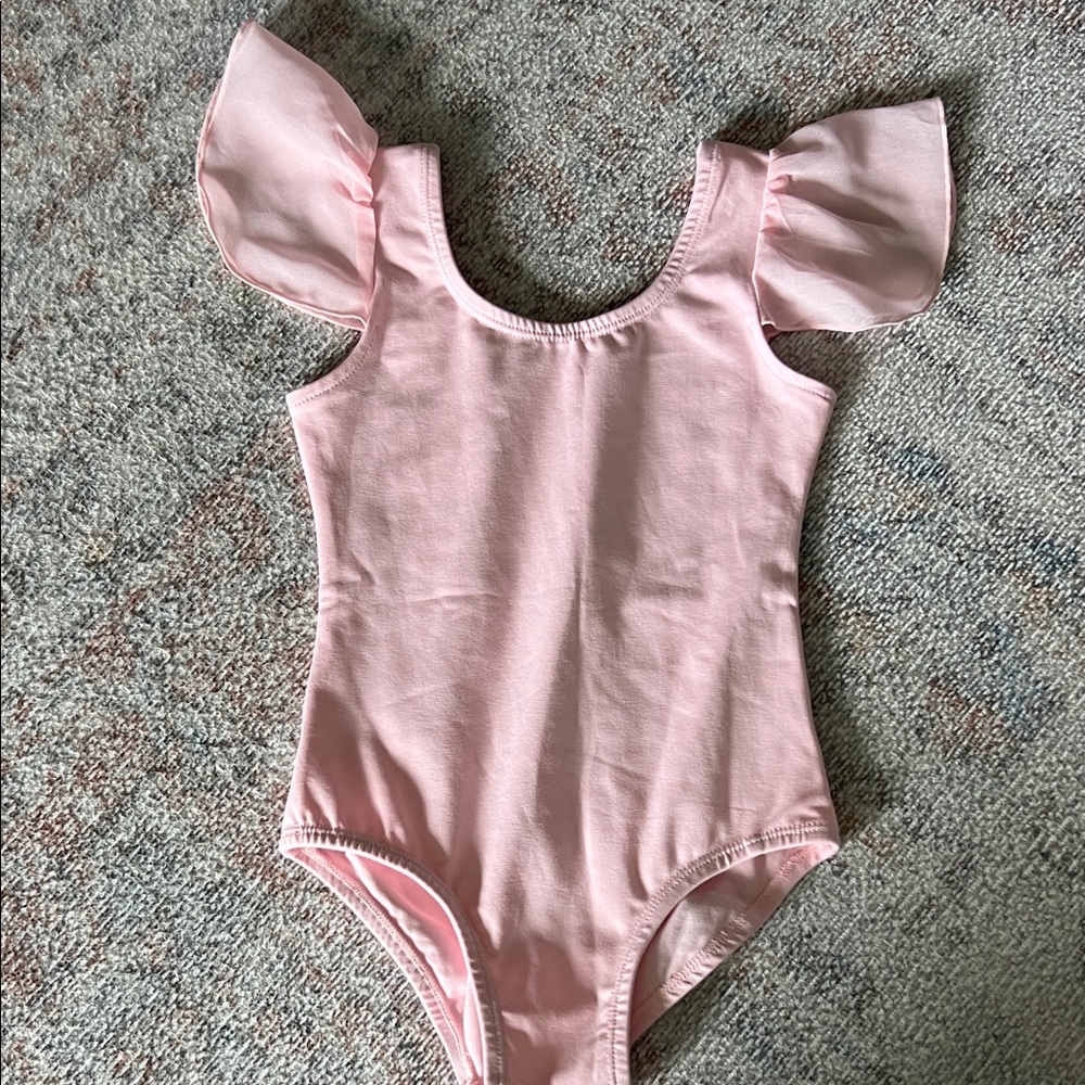Charming Pink Flutter Sleeve Bodysuit Ballet Dance